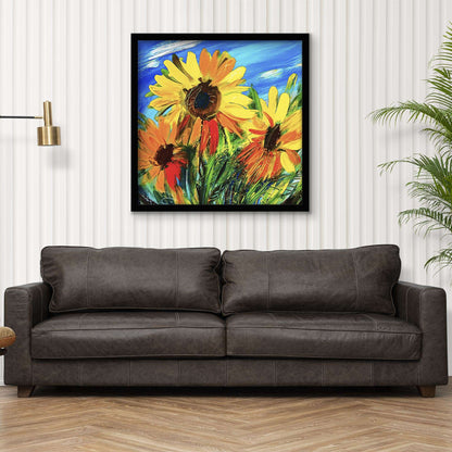 ArtX Sunflower Floral Canvas Wall Painting For Living Room