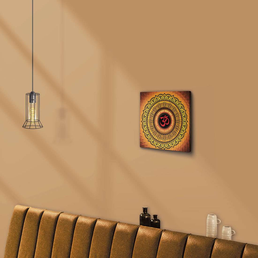 ArtX Om Namah Shivaya Mandala Painting For Wall Decoration, Wall Painting For Living Room, Orange ArtX