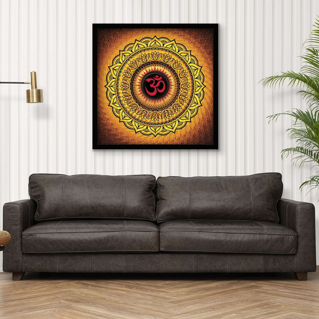 ArtX Om Namah Shivaya Mandala Painting For Wall Decoration, Wall Painting For Living Room, Orange ArtX