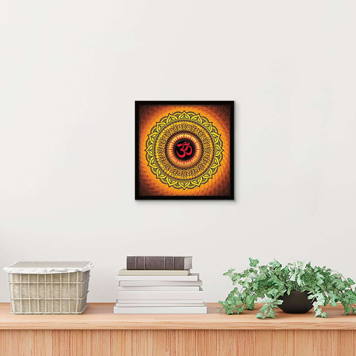 ArtX Om Namah Shivaya Mandala Painting For Wall Decoration, Wall Painting For Living Room, Orange ArtX