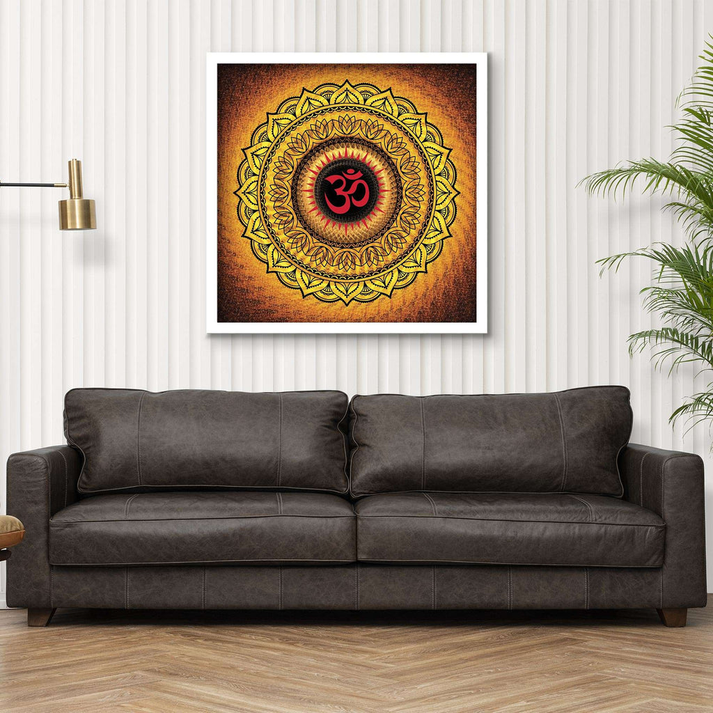 ArtX Om Namah Shivaya Mandala Painting For Wall Decoration, Wall Painting For Living Room, Orange ArtX