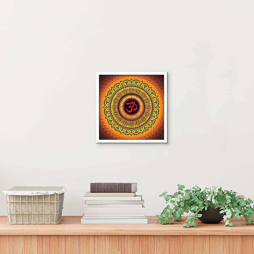 ArtX Om Namah Shivaya Mandala Painting For Wall Decoration, Wall Painting For Living Room, Orange ArtX