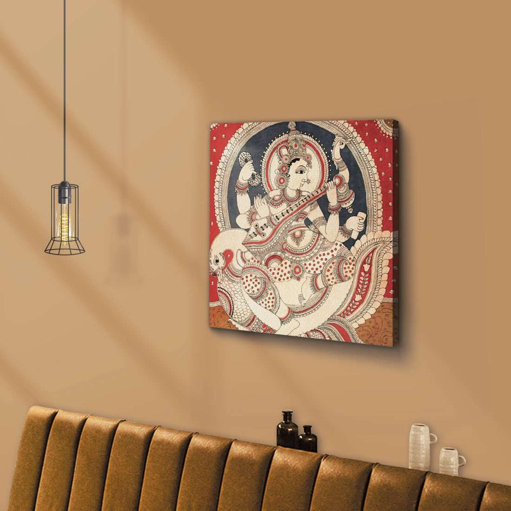ArtX Goddess Saraswati Ji Madhubani Wall Painting For Living Room ArtX