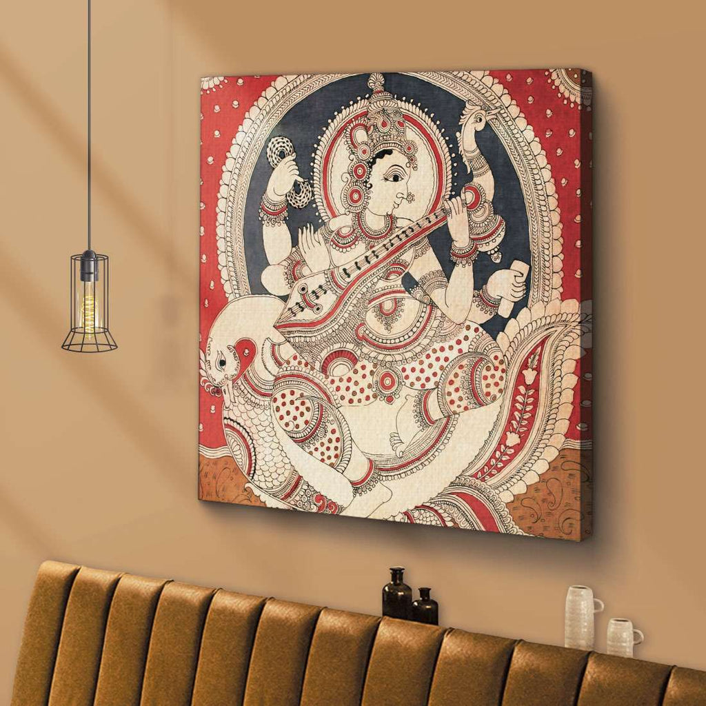 ArtX Goddess Saraswati Ji Madhubani Wall Painting For Living Room ArtX