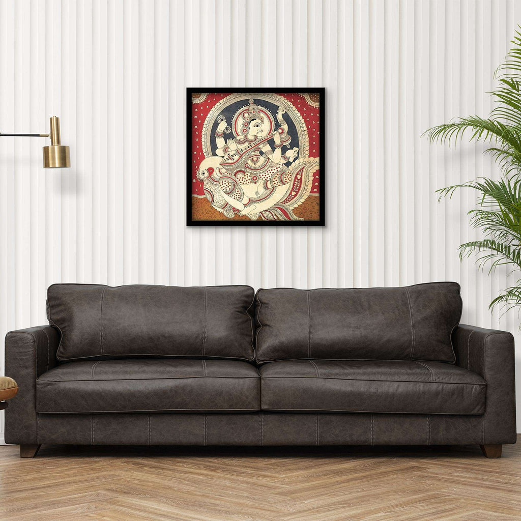 ArtX Goddess Saraswati Ji Madhubani Wall Painting For Living Room ArtX