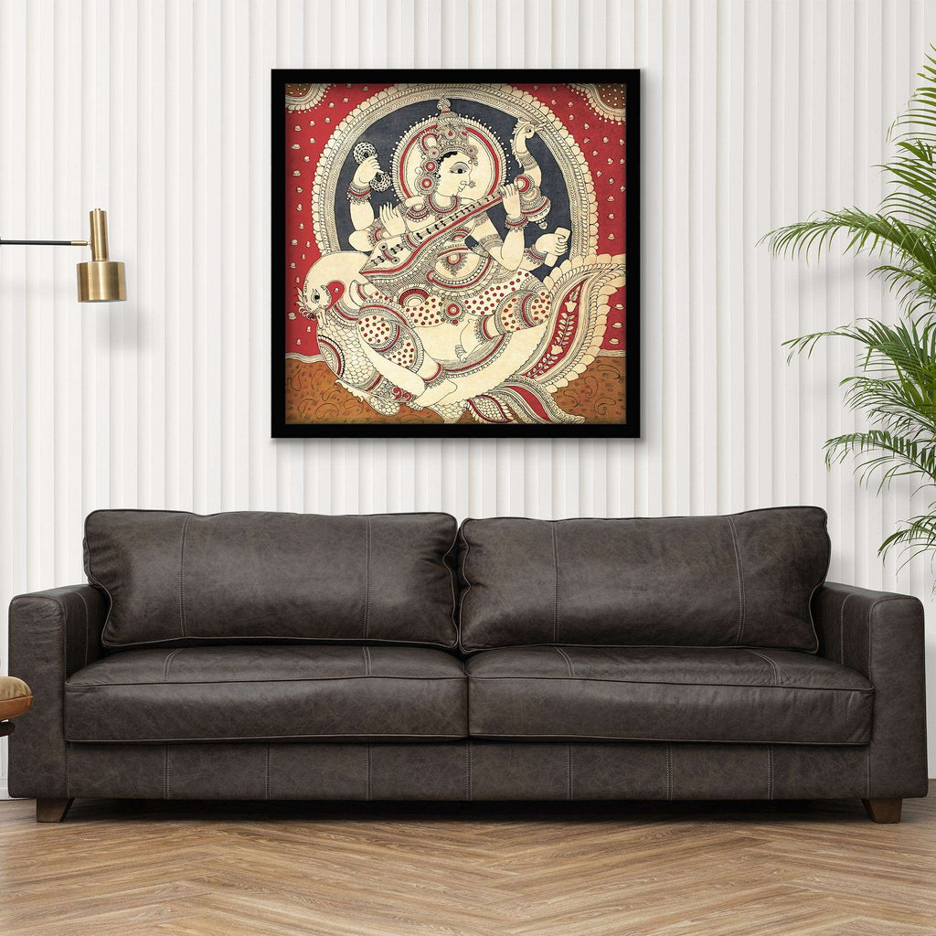 ArtX Goddess Saraswati Ji Madhubani Wall Painting For Living Room ArtX