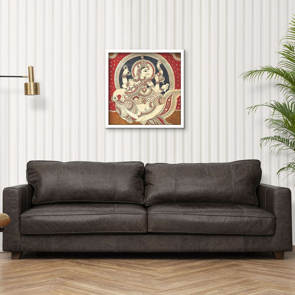 ArtX Goddess Saraswati Ji Madhubani Wall Painting For Living Room ArtX