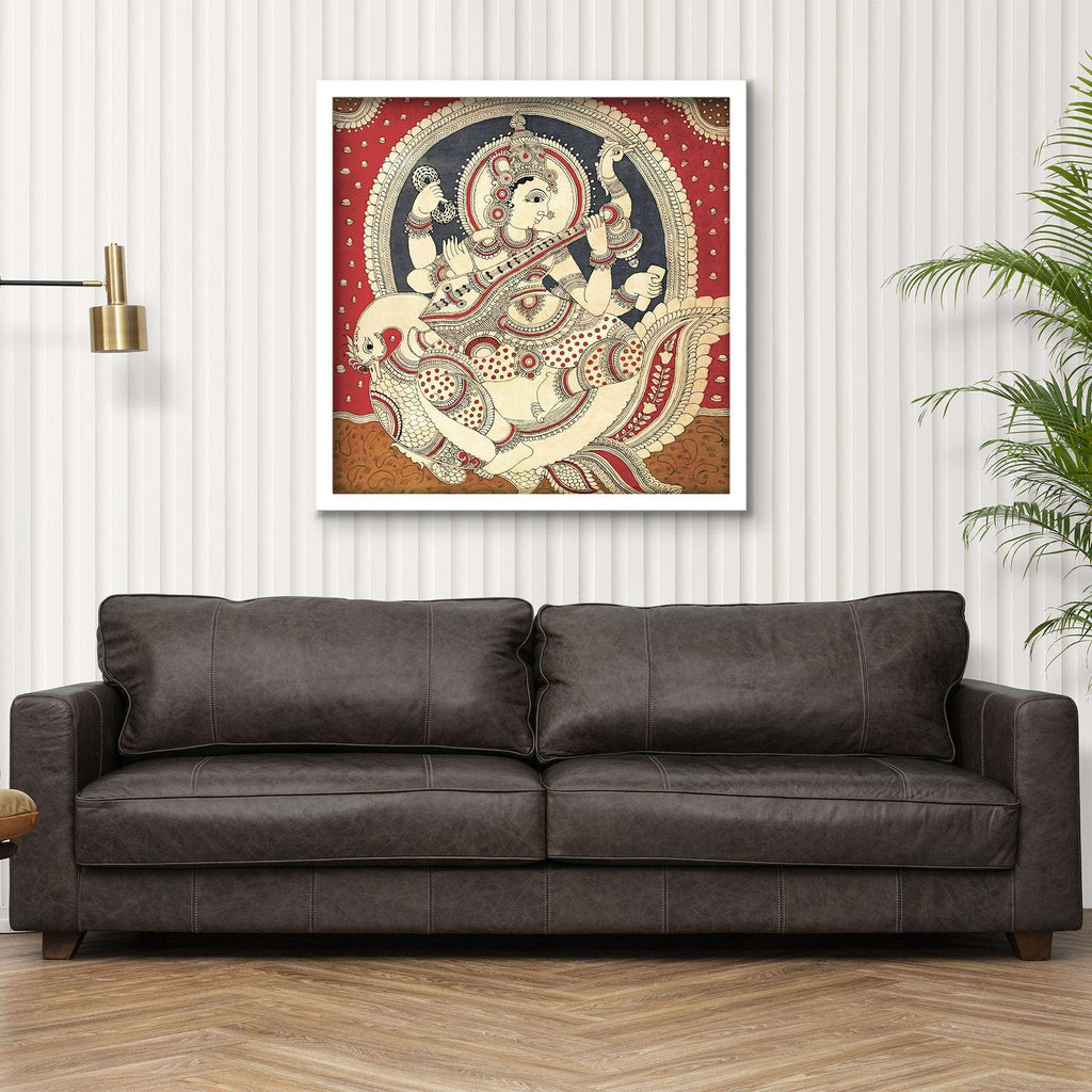 ArtX Goddess Saraswati Ji Madhubani Wall Painting For Living Room ArtX