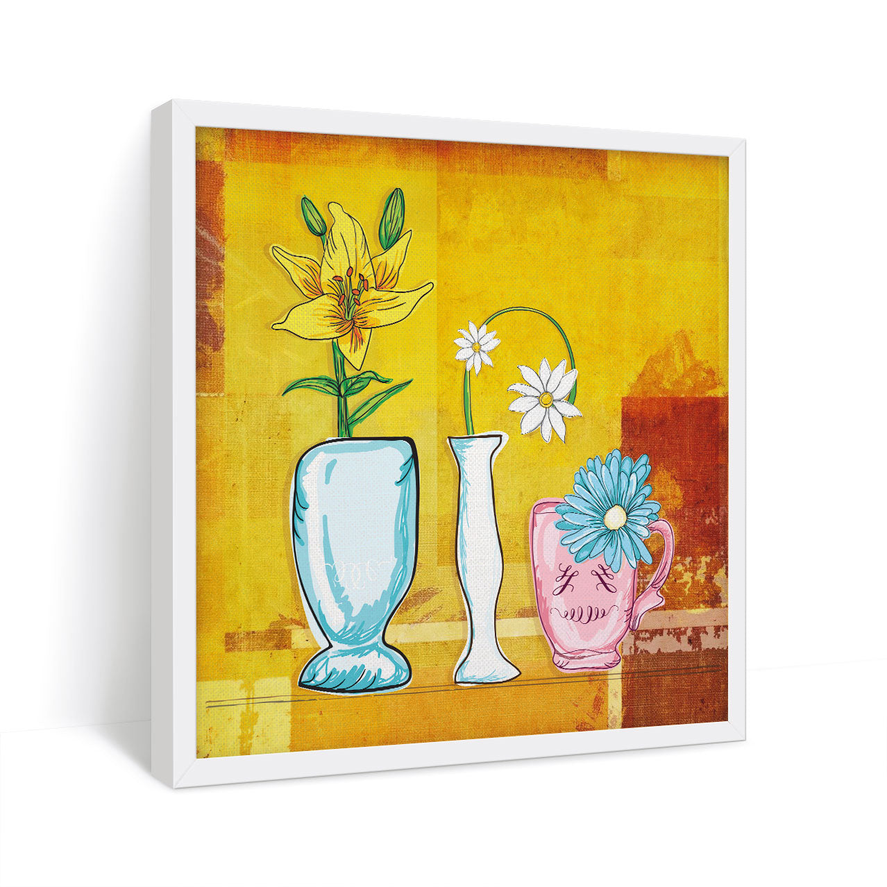 ArtX Flowers In Vases Floral Canvas Wall Painting For Dining Room ArtX