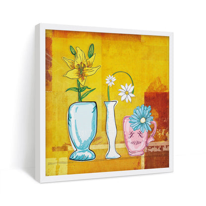 ArtX Flowers In Vases Floral Canvas Wall Painting For Dining Room