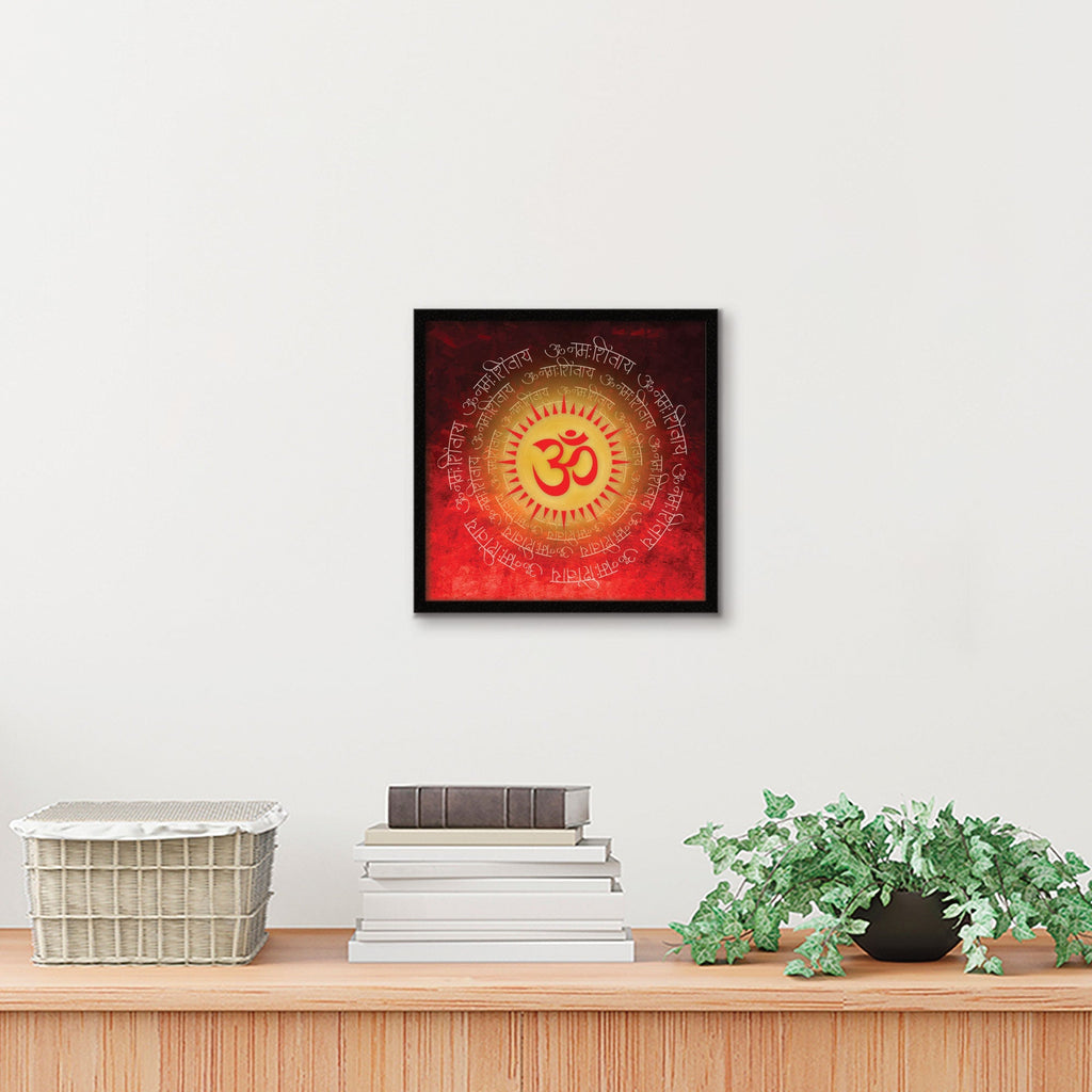 ArtX Red OM Mandala Big Canvas Painting For Living Room With Frame, Multicolour, Square ArtX