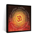 ArtX Red OM Mandala Big Canvas Painting For Living Room With Frame, Multicolour, Square ArtX
