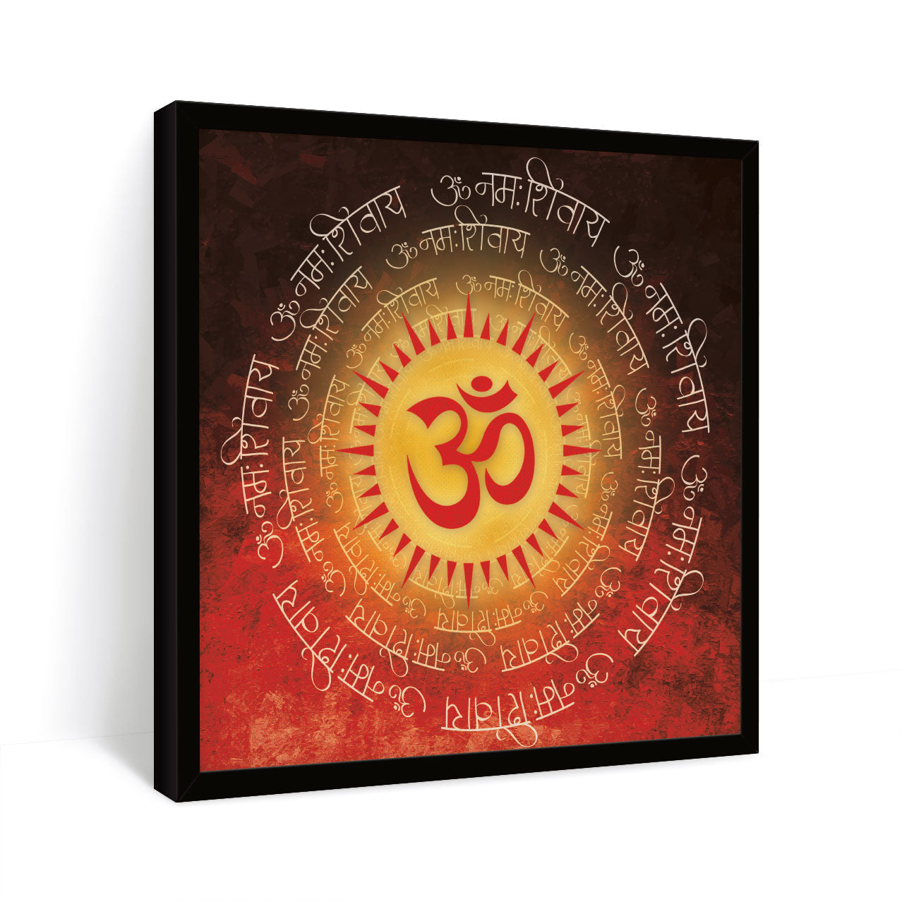 ArtX Red OM Mandala Big Canvas Painting For Living Room With Frame, Multicolour, Square ArtX