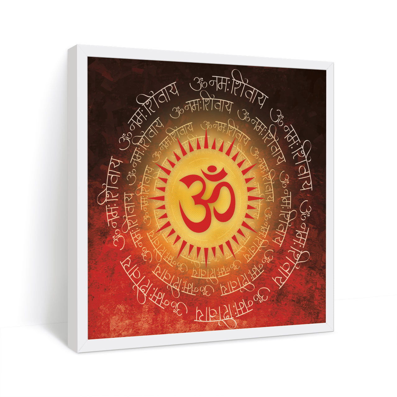 ArtX Red OM Mandala Big Canvas Painting For Living Room With Frame, Multicolour, Square ArtX