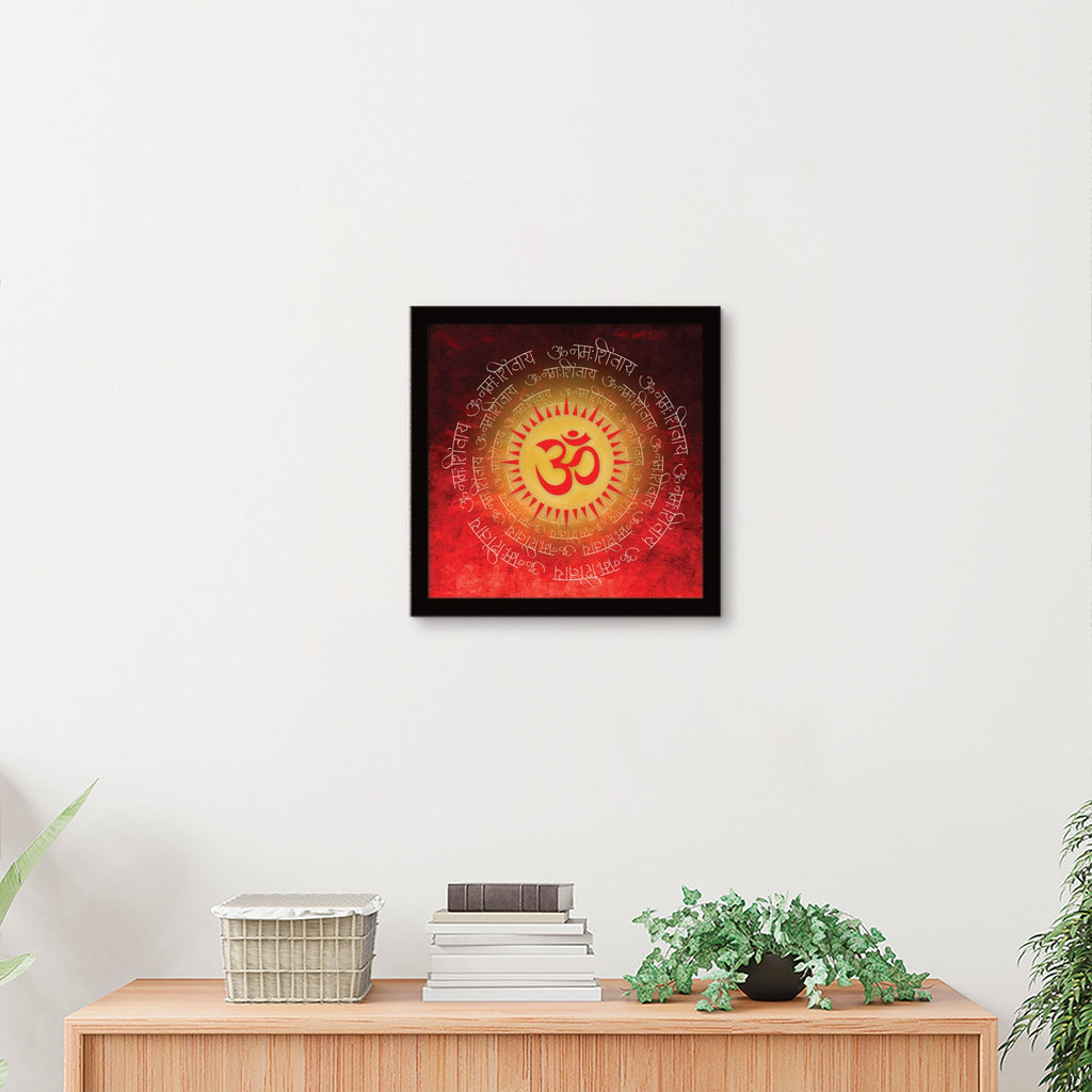 ArtX Red OM Mandala Big Canvas Painting For Living Room With Frame, Multicolour, Square ArtX