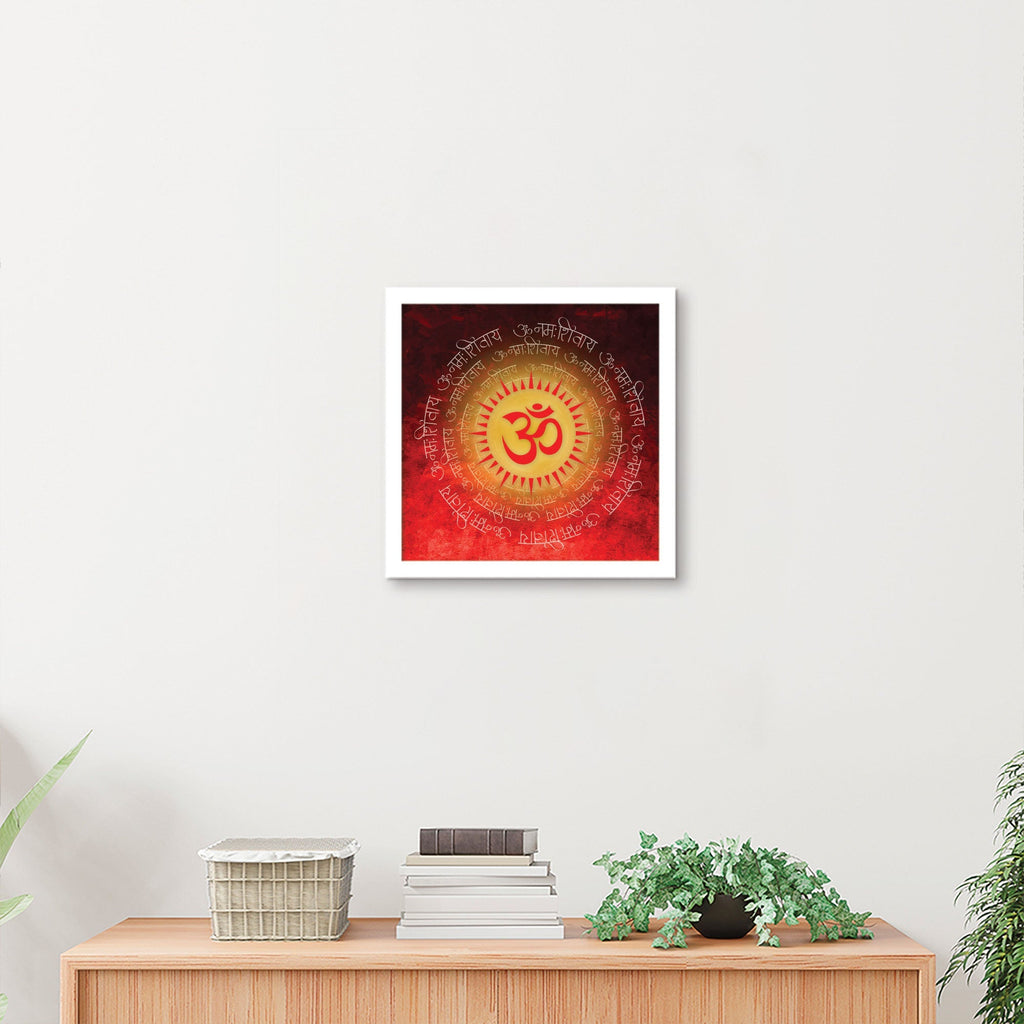 ArtX Red OM Mandala Big Canvas Painting For Living Room With Frame, Multicolour, Square ArtX