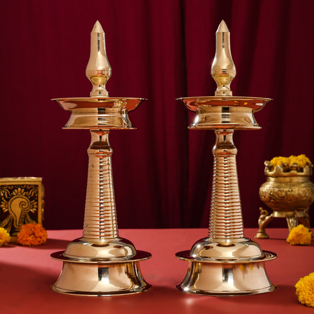 Brass Traditional Samai/Lamp Pair (11.5 Inch) Vedansh Craft