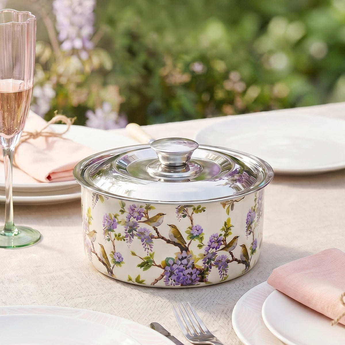 Wisteria Birds Printed Casserole 1100ml Nestasia