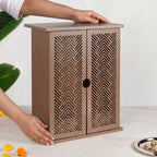 Blessed Pooja Mandir For Home Office With LED Light 36x19x44cm Brown Nestasia