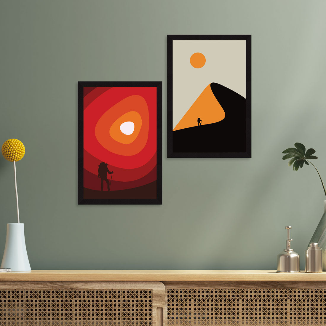 Aesthetic Wall Decor Paintings with Frame for Home Decoration, Living Room, Bedroom Office, Set Of 2 AXII-16-ABS ArtX