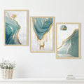 Golden Deer Painting for Wall Decoration | Luxury Deer Wall Art for Living Room, Set of 3 AXIII-42-DER ArtX