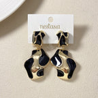 Black And Gold Abstract Danglers Nestasia