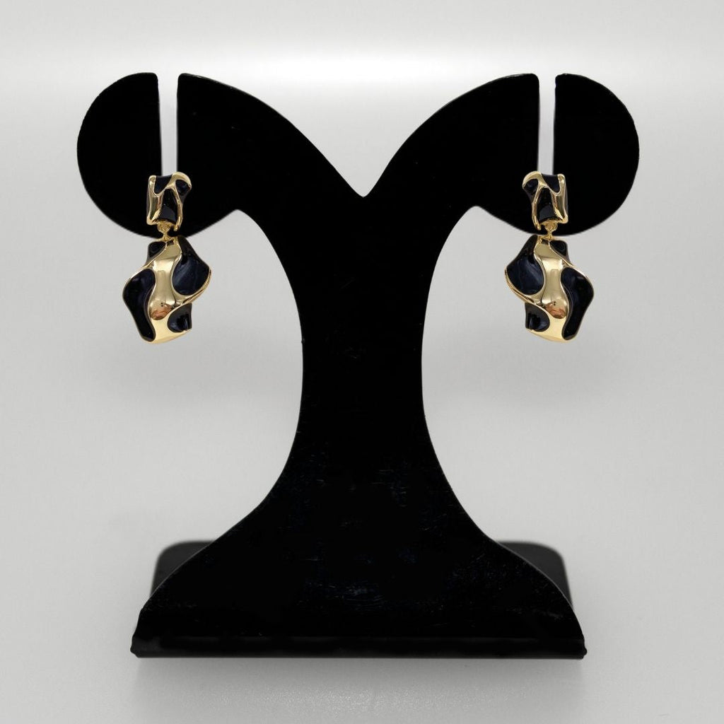 Black And Gold Abstract Danglers Nestasia