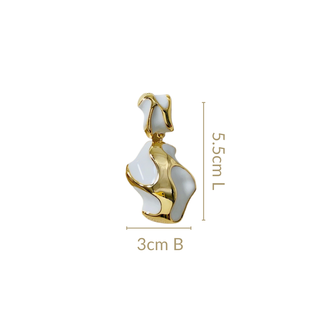 White And Gold Abstract Danglers Nestasia