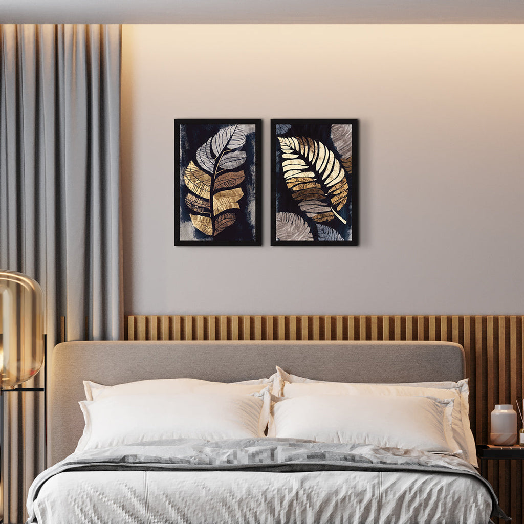ArtX Floral Aesthetic Wall Decor Paintings for Home Decoration, Living Room, Bedroom, Office, Set Of 2 AXII-18-LEF ArtX