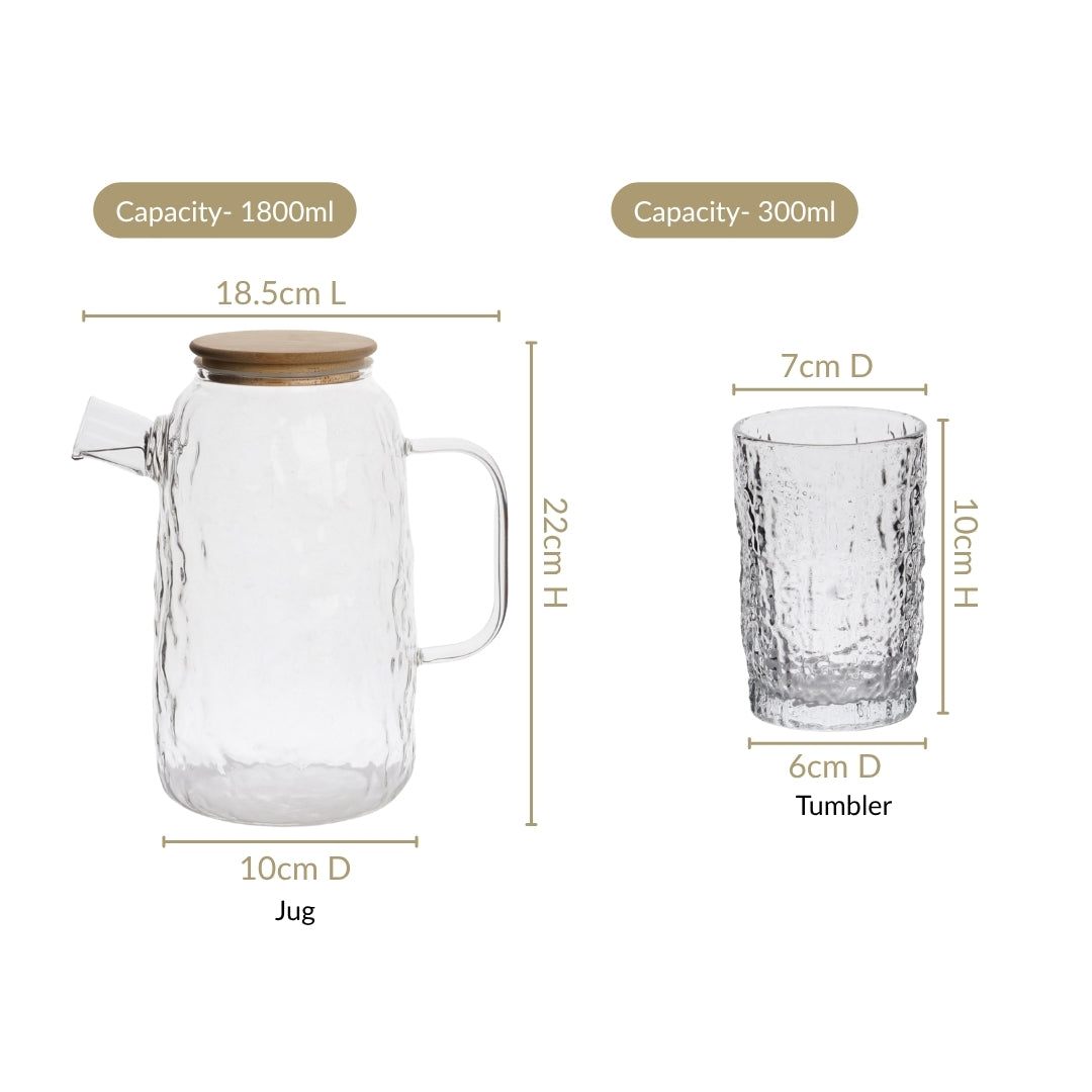 Textured Jug And Glass Set Of 7 Nestasia