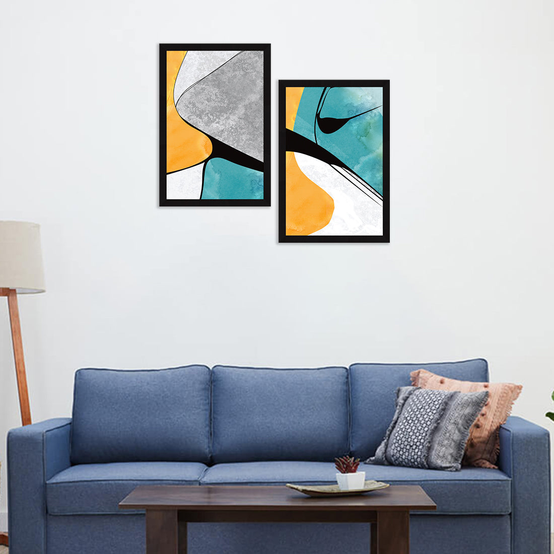 ArtX Scenery Aesthetic Wall Decor Paintings with Frame for Home Decoration & Living Room, Set Of 2 AXII-17-ABS ArtX