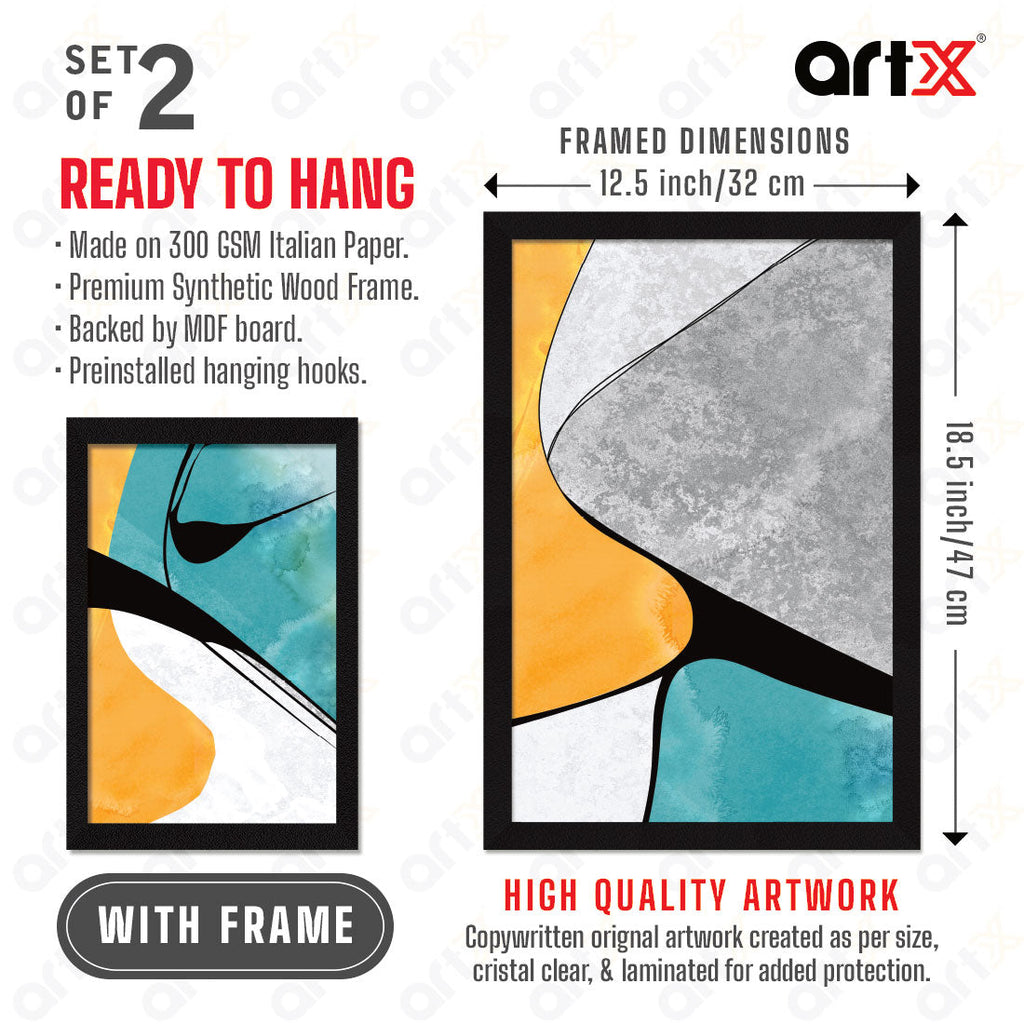 ArtX Scenery Aesthetic Wall Decor Paintings with Frame for Home Decoration & Living Room, Set Of 2 AXII-17-ABS ArtX