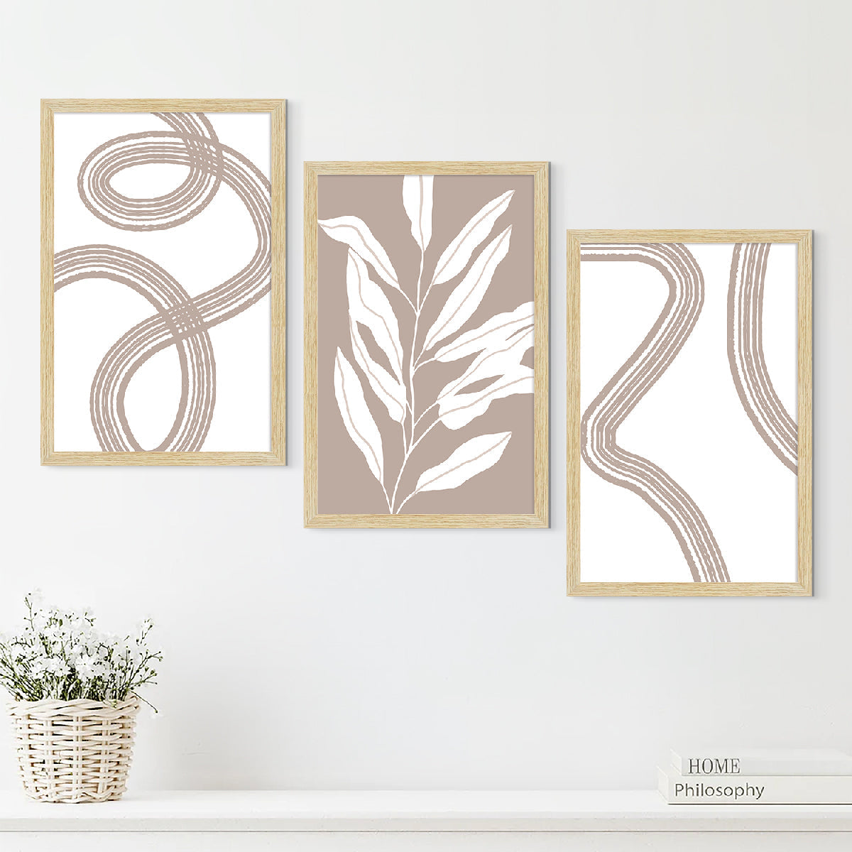 Floral Abstract Art Paintings, Painting For Wall Living Room, Set of 3 AXIII-43-BOH ArtX