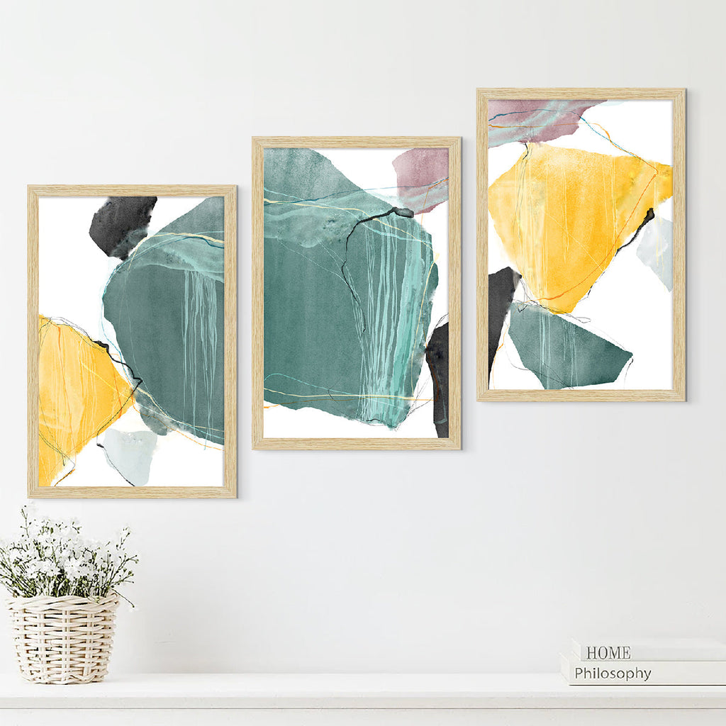 Abstract Art Paintings, Painting For Wall Living Room, Set of 3 AXIII-50-ABS ArtX