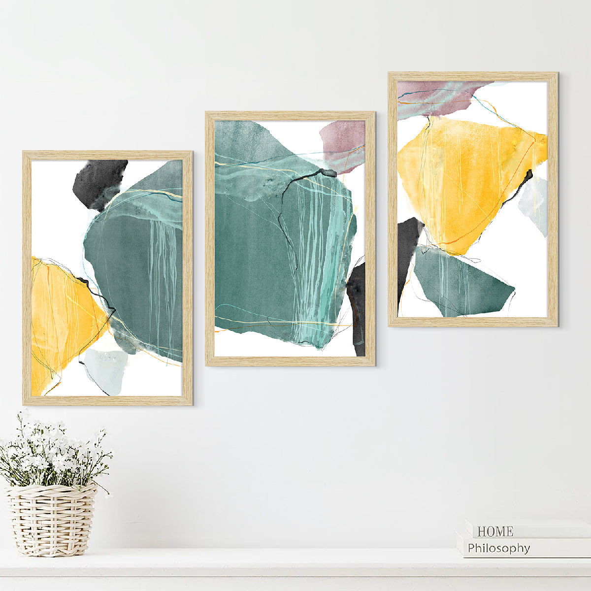 Abstract Art Paintings, Painting For Wall Living Room, Set of 3 AXIII-50-ABS ArtX