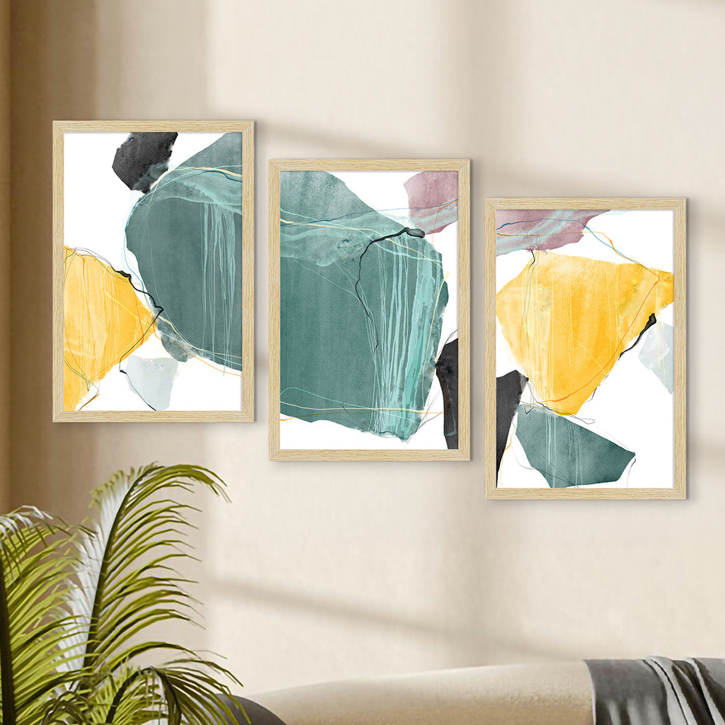 Abstract Art Paintings, Painting For Wall Living Room, Set of 3 AXIII-50-ABS ArtX