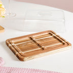 Acacia Wood Bread Box With Transparent Cloche 22cm Nestasia