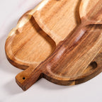 Sectioned Leaf Snack Platter Acacia Wood 12 Inch Nestasia