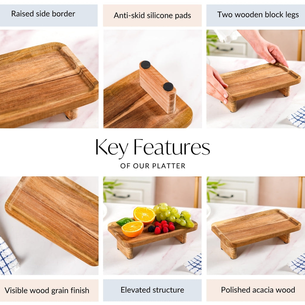 Versatile Wooden Riser Platter 10 Inch Nestasia