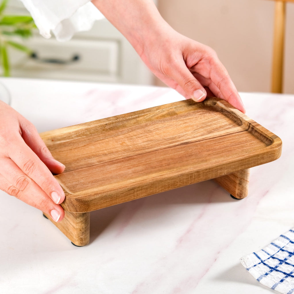 Versatile Wooden Riser Platter 10 Inch Nestasia