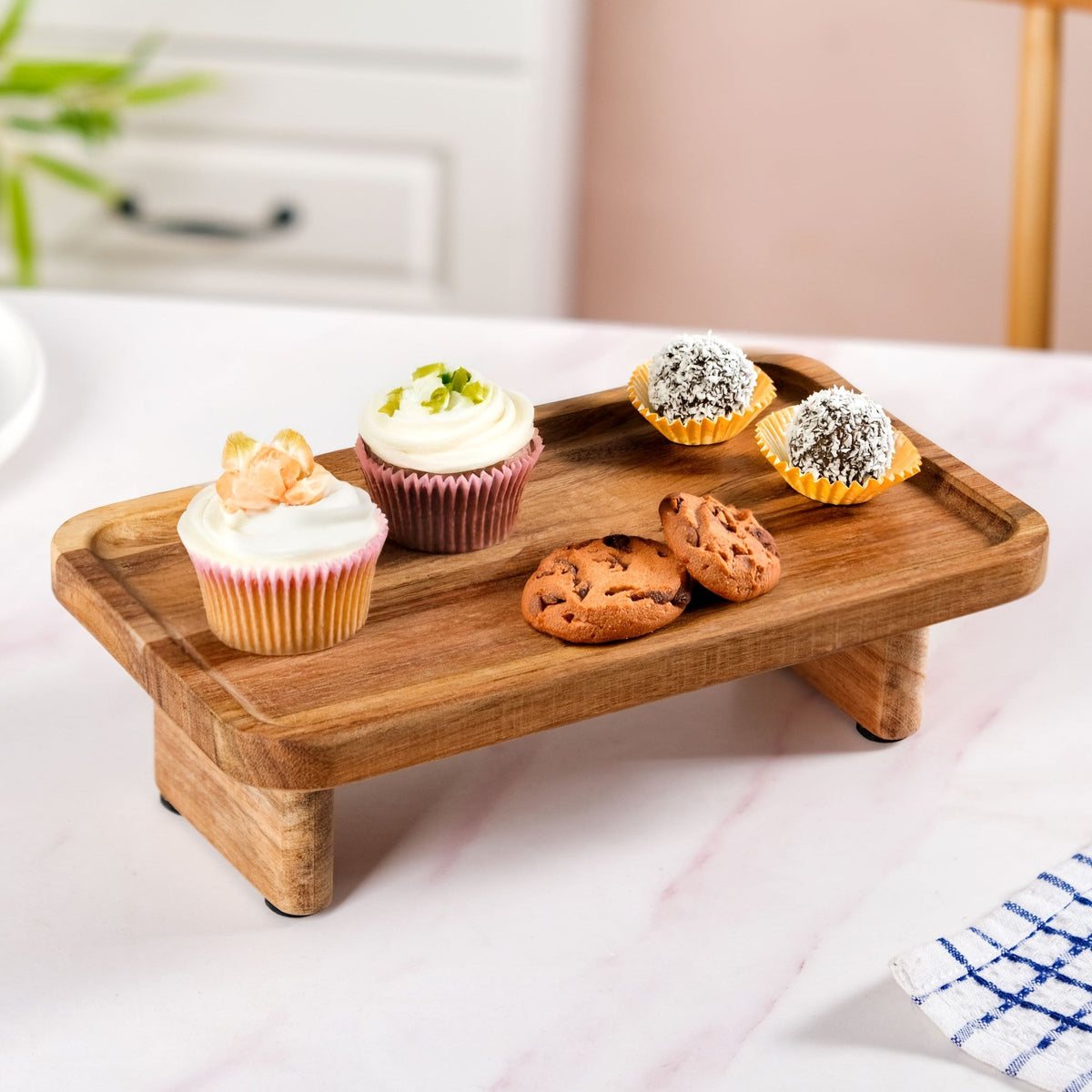 Versatile Wooden Riser Platter 10 Inch Nestasia