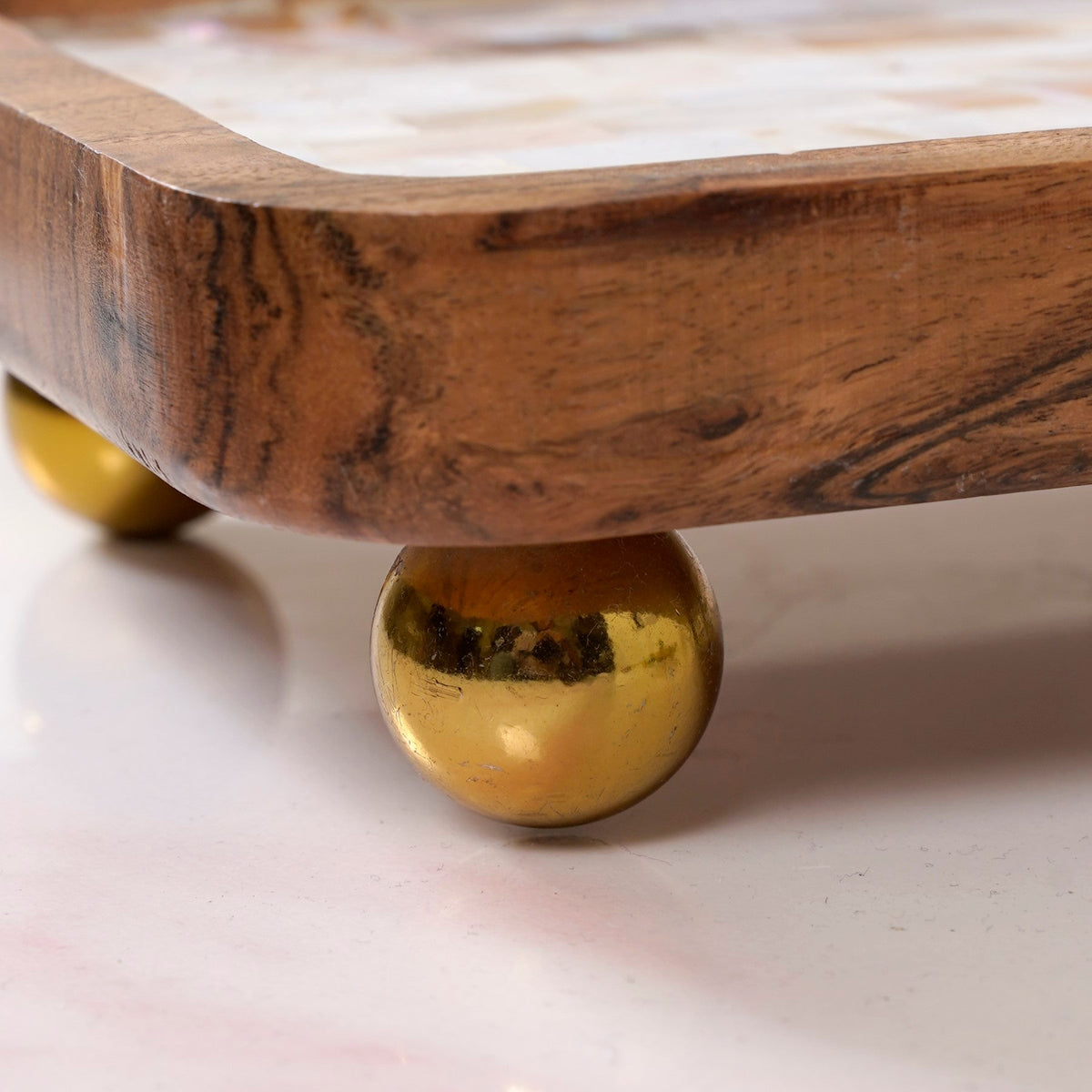 Acacia Serving Platter With Mother Of Pearl 35x15cm Nestasia
