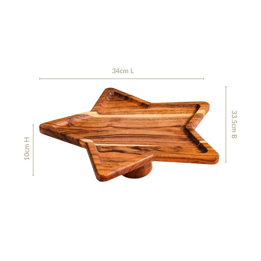 Acacia Star Dessert Cake Stand 34x33cm Nestasia