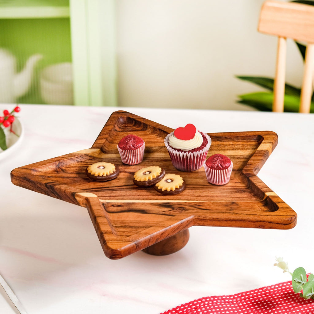 Acacia Star Dessert Cake Stand 34x33cm Nestasia