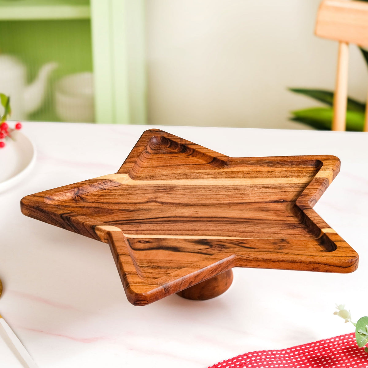 Acacia Star Dessert Cake Stand 34x33cm Nestasia