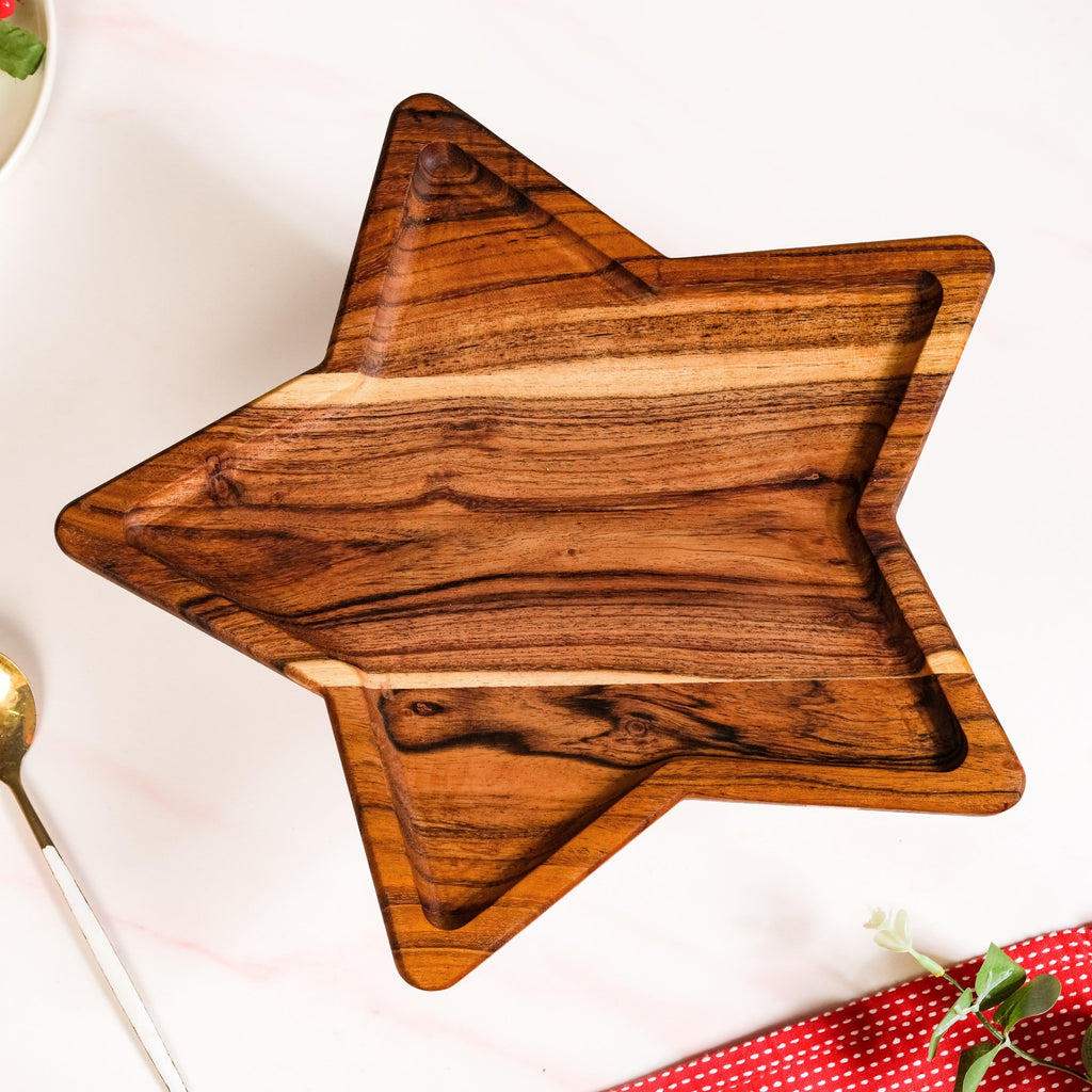 Acacia Star Dessert Cake Stand 34x33cm Nestasia