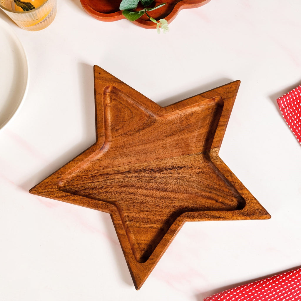Acacia Wood Star Serving Platter 31x27cm Nestasia