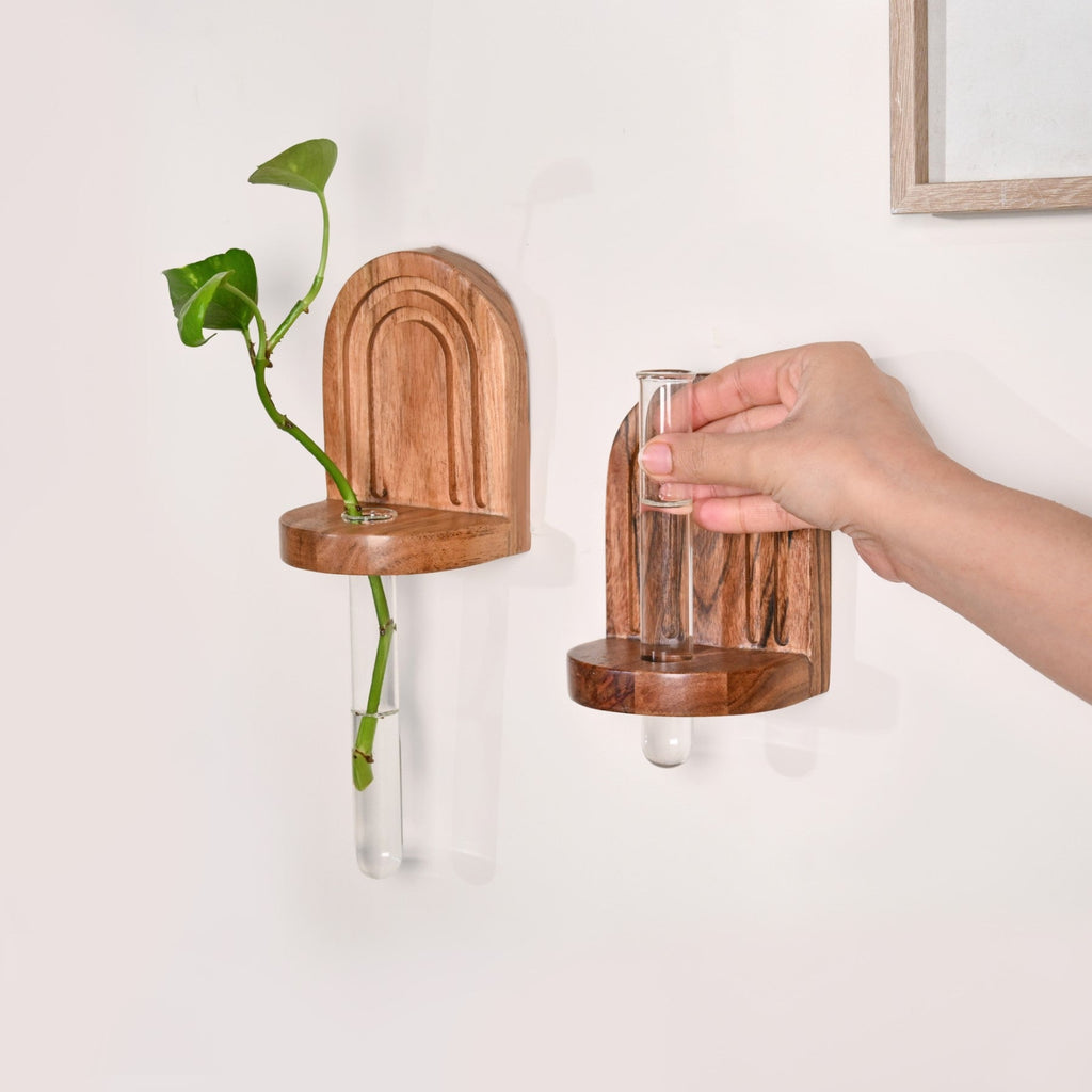 Acacia Wall Mounted Test Tube Planter Set Of 2 Nestasia