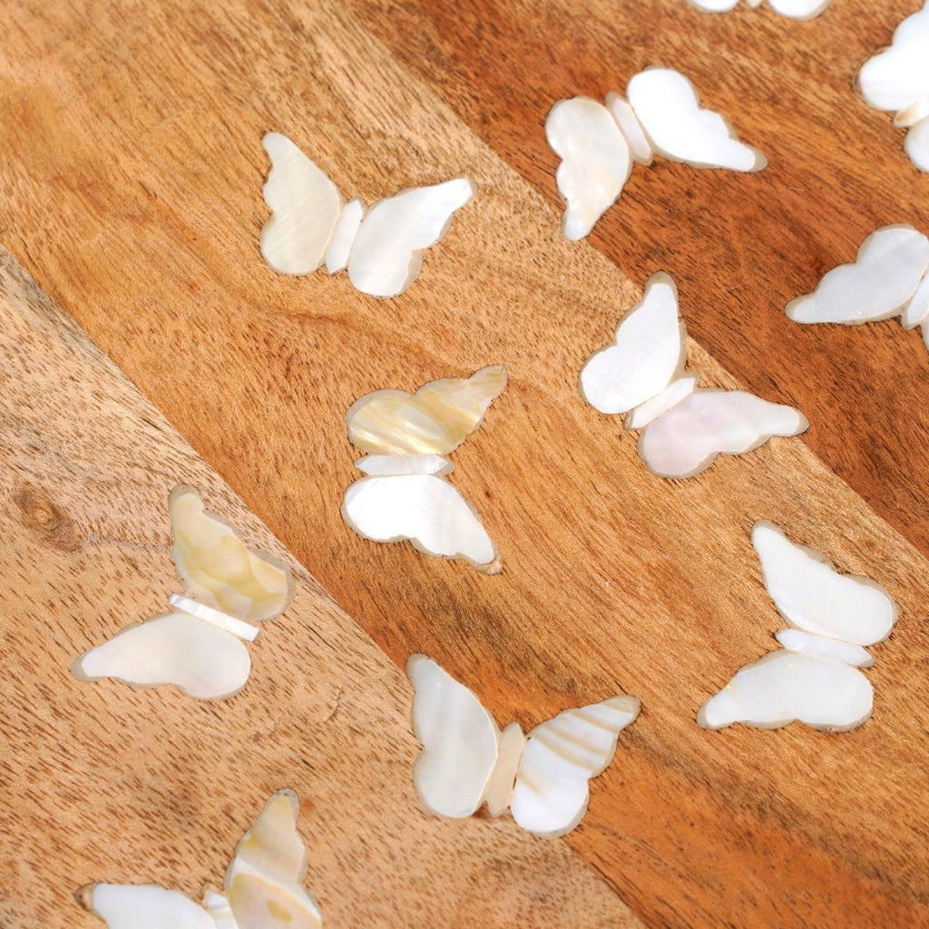 Butterfly Mother Of Pearl Inlay Wooden Cake Stand 30x26cm Nestasia