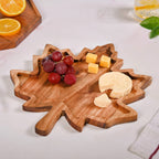 Acacia Wood Maple Leaf Serving Platter Nestasia